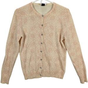 GAP Cardigan Womens Large Peach Angora Rabbit Hair Long Sleeve Ribbed Hem Preppy